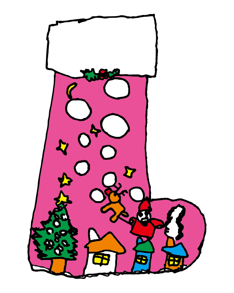 雪降る夜のクリスマスのくつ下