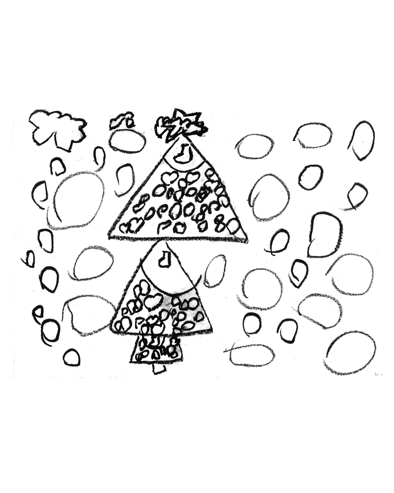 「雪の中のピカピカクリスマスツリー」