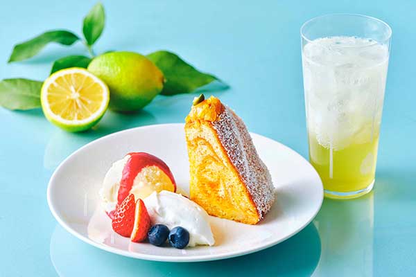 京檸檬スカッシュとオレンジケーキのセット